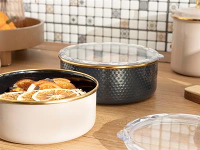 Ceremony КУТИЯ ЗА СЪХРАНЕНИЕ 2 комплект Емайлиран 16-18 cm Бежово-антрацит