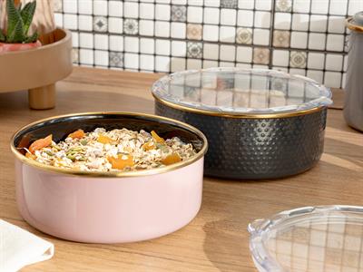 Ceremony КУТИЯ ЗА СЪХРАНЕНИЕ 2 комплект Емайлиран 16-18 cm Розово-антрацит