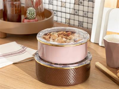 Ceremony КУТИЯ ЗА СЪХРАНЕНИЕ 2 комплект Емайлиран 16-18 cm Розово-coffee