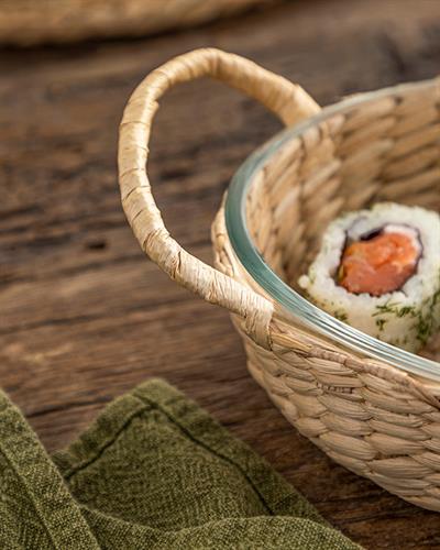 Check Natural Glass Wicker Presentation Bowl 21 cm Transparent