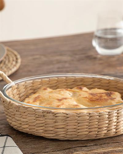 Check Natural Glass Wicker Presentation Bowl 26 cm Transparent