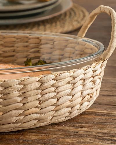 Check Natural Glass Wickered Serving Ware 31 cm Transparent