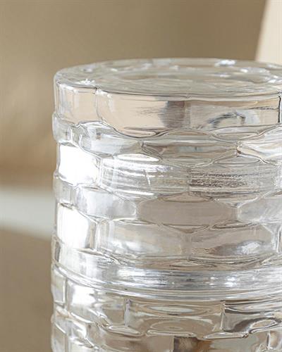 Checked Glass Bedside Water Bottle 730 ml Transparent