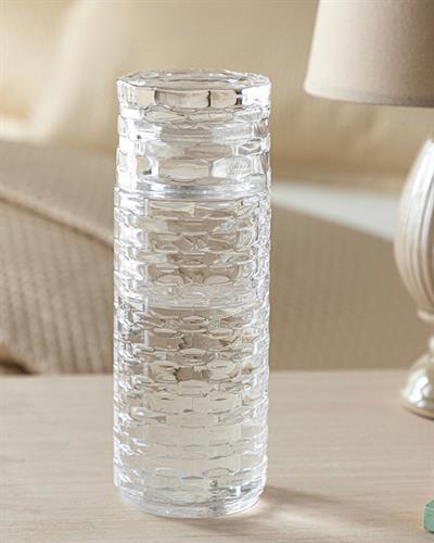 Checked Glass Bedside Water Bottle 730 ml Transparent