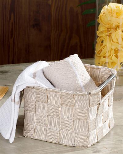 Checked Кошница Полипропилен 16x16x11 cm Бял - Бежов