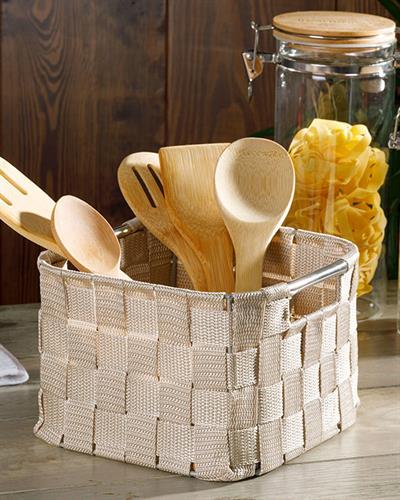 Checked Кошница Полипропилен 19x19x13 cm Бял - Бежов