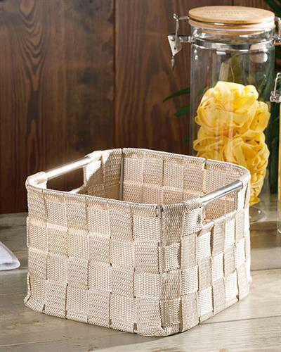 Checked Кошница Полипропилен 19x19x13 cm Бял - Бежов