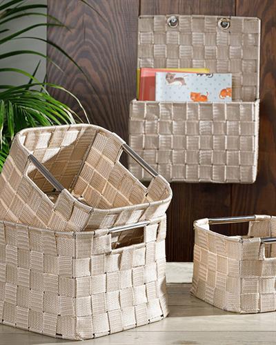 Checked Кошница Полипропилен 21x21x15 cm Бял - Бежов