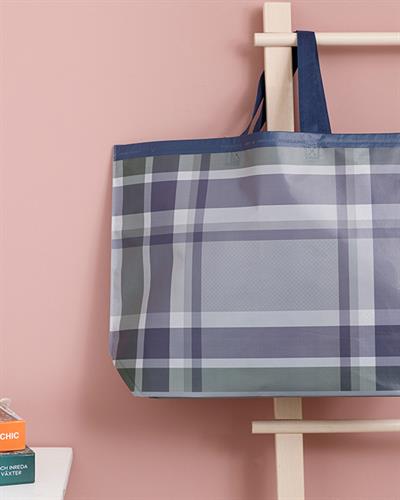 Checked Пазарска Чанта Лилаво, 54,5 X 38 Cm