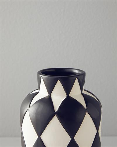 Checker Ваза Доломит 10x10x20 см Черен