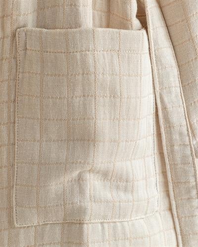 Checky Cottony checked Bathrobe L-XL Beige