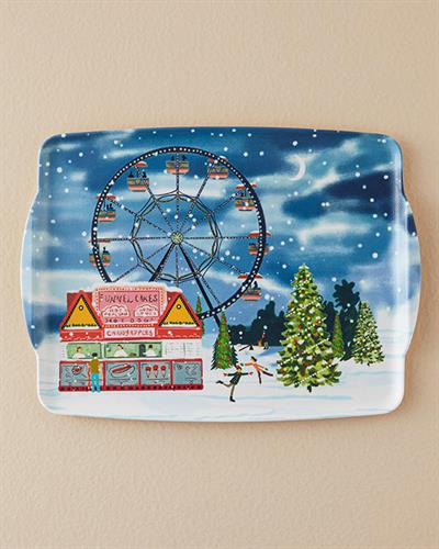 Cheerful Ferris Wheel Тепсия Нехлъзгащ се Меламин 37x27 см Морскосин