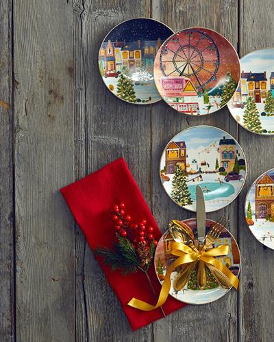 Cheerful Place Чиния За Торта Костен порцелан 20 см Шарен