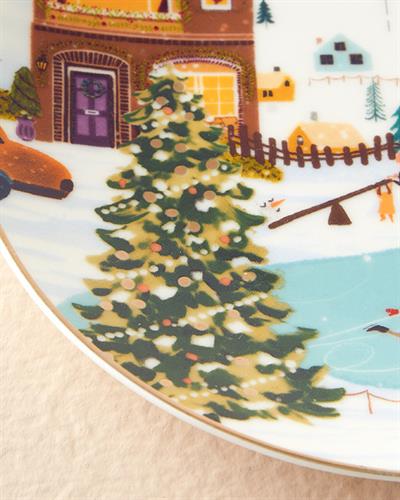 Чиния за Торта Костен Порцелан 20 cm Цветен