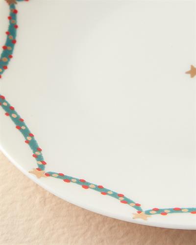 Чиния за Торта Костен Порцелан 20 cm Бяло-зелен