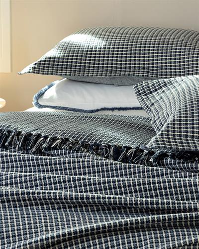 Chequer Покривка За Легло К Единичен Размер, Тъкан, Тъмно Синьо, 160 X 240 Cm