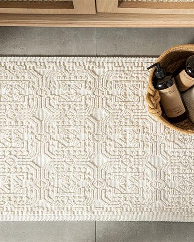 Chester Килим Памучен, Бяло, 50 X 80 Cm