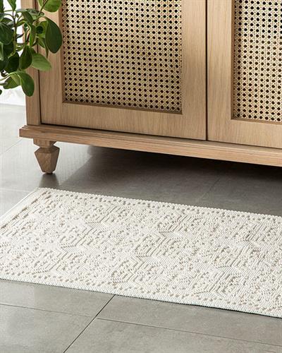 Chester Килим Памучен, Бяло, 50 X 80 Cm