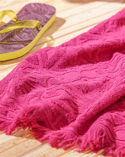 Chic Damask Плажна Хавлия Жакард, Тъмно Розово, 80 X 150 Cm