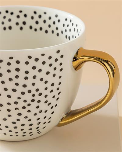 Chic Dots Чаша New Bone China, Черно, 450 Ml