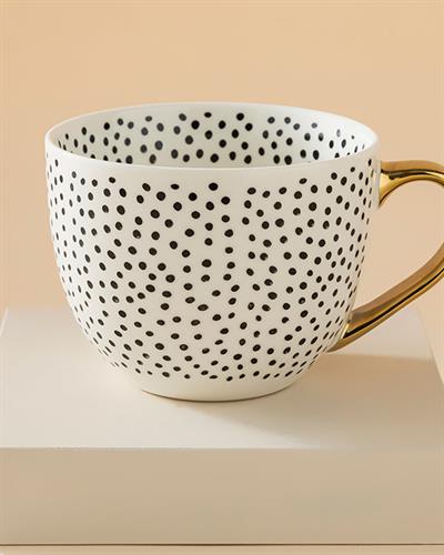 Chic Dots Чаша New Bone China, Черно, 450 Ml