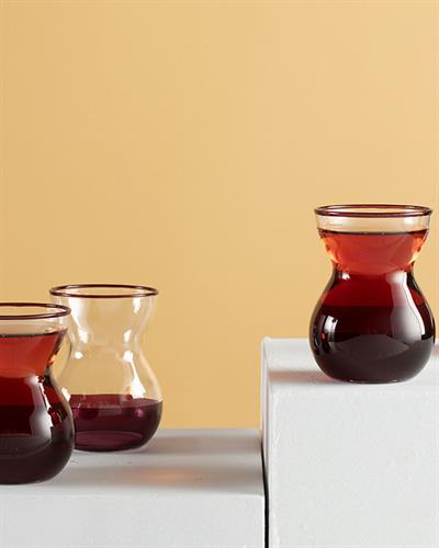 Chic Line Чаена Чаша 4 Бр., Стъкло, Тъмно Розово, 140 Ml