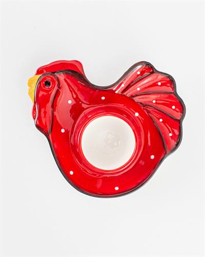 Chick Heart Свещник Керамика 14x12x3.5 см Червен - Бял