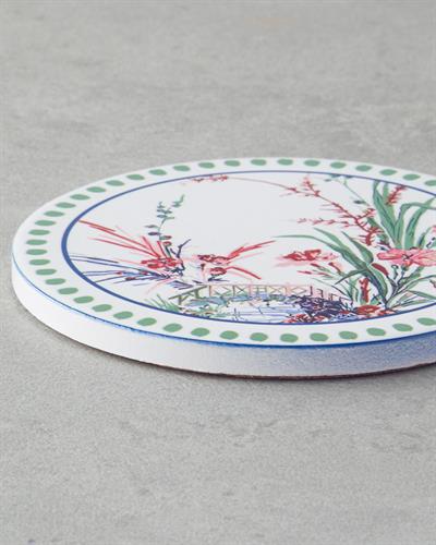 Подложка За Чаша Керамика 11 см Бял - Зелен