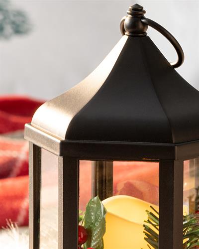 Chris With Led Lantern 20 cm Black