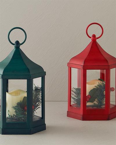 Chris With Led Lantern 20 cm Green