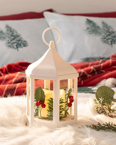 Chris With Led Lantern 20 cm White