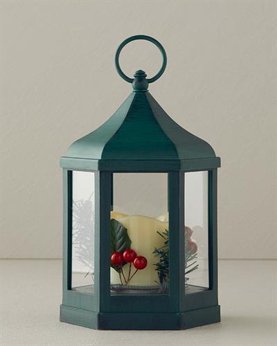 Chris With Led Lantern 20 cm Green