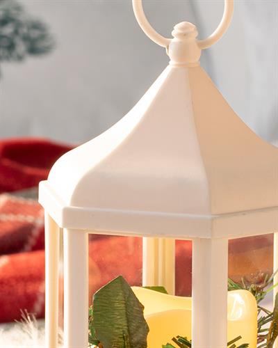 Chris With Led Lantern 20 cm White