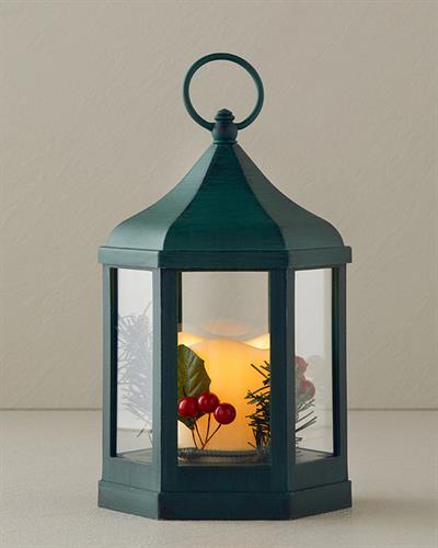 Chris With Led Lantern 20 cm Green