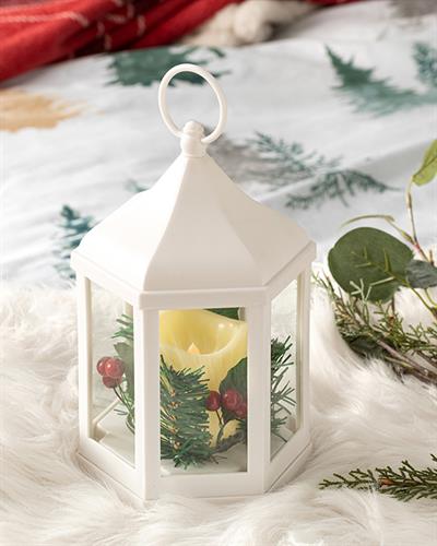 Chris With Led Lantern 20 cm White