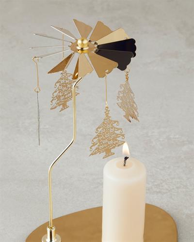 Christmas Свещник Въртящ се Метал 13x10x18 см Златен