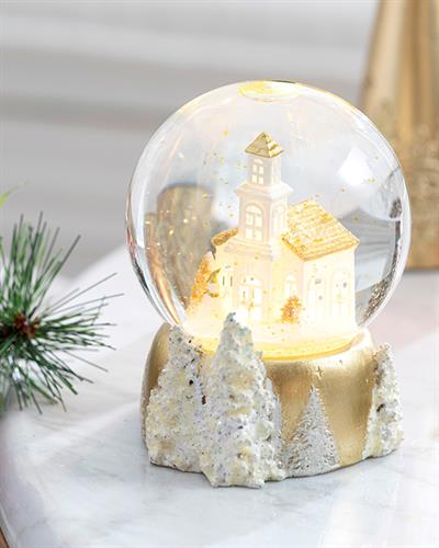 Christmas House Снежно Кълбо С Лед, Златисто, 9 X 9 X 11 Cm