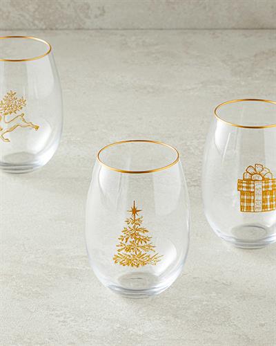 Christmas Match Чаша 3 бр. Стъкло 350 мл.. Златен