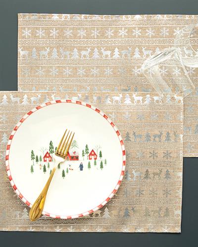 Christmas Pals Американзки Сервиз 2Бр., Полиестер, Сребристо, 30 X 45 Cm