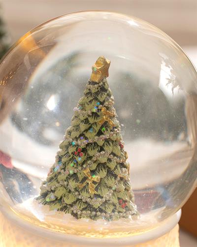 Christmas Tree Снежно Кълбо С Лед, Бяло-Зелено, 10 X 10 X 14 Cm