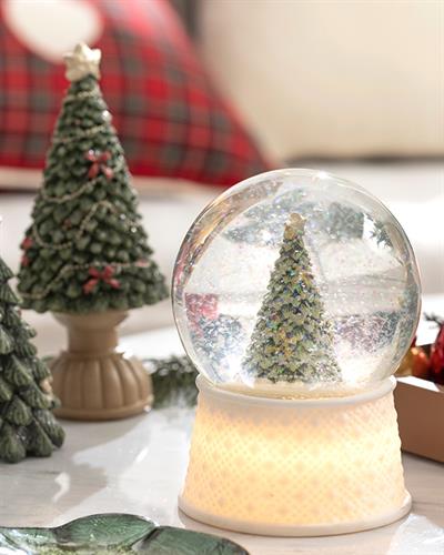 Christmas Tree Снежно Кълбо С Лед, Бяло-Зелено, 10 X 10 X 14 Cm