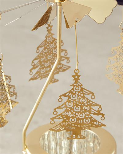Christmas Tree Свещник Въртящ се Метал 8x8x16 cm Златен