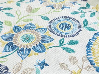 Chrysant Покривка Единичен Размер, Отпечатан, Синьо, 150 X 220 Cm