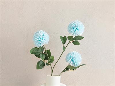 Chrysanthemum Една Клонка Изкуствено Цвете Пластмасов, Синьо, 66 Cm