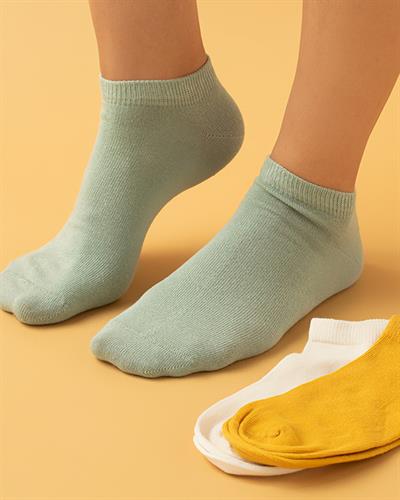 Cindy Cotton 3-set Women Socks 36-40 Ekru-Yeşil-Sarı