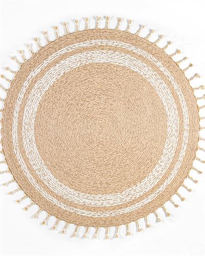 Circle Jute Decorative Jute Carpet 90 cm Natural - White