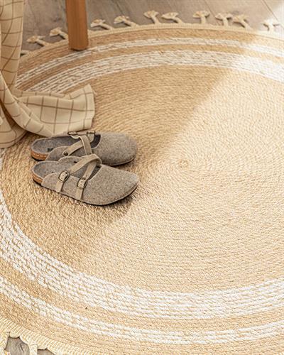Circle Jute Decorative Jute Carpet 90 cm Natural - White