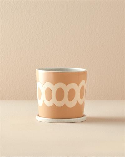 Circle Саксия Керамика 14,2x14,2x 14 см Кремав