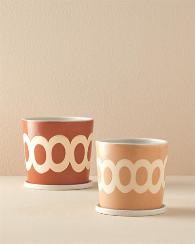 Circle Саксия Керамика 14,2x14,2x 14 см Кремав