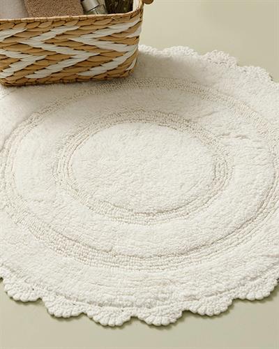 Circles Kombin Постелка За Баня Памучен 60x60 cm Екрю